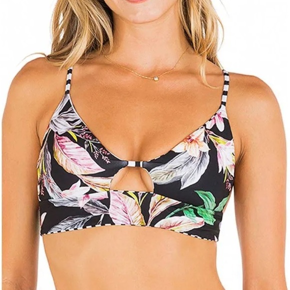 NWT HURLEY SWIM juniors sz M Reversible Floral cutout Strip Mixed Print - Picture 1 of 10